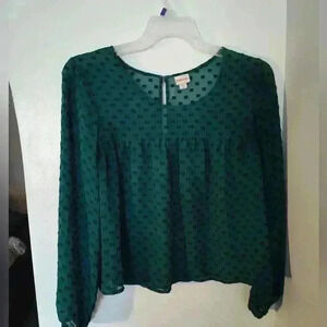 Target Merona Top Green with Black Sewn Pattern#148